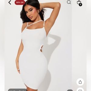White mini dress with cutout sides, size small